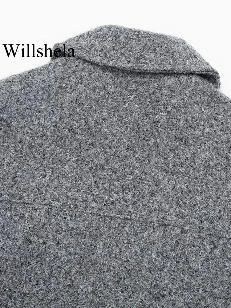 Textured Cropped Zip Jacket with Flap Pockets