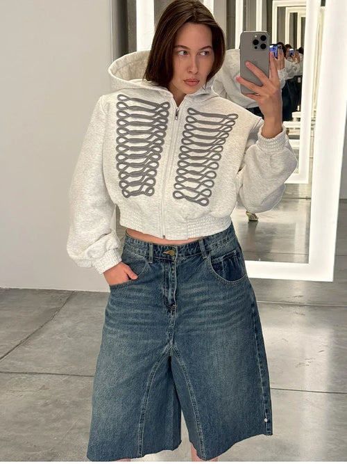 Cropped Hooded Zip Jacket