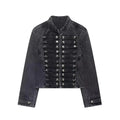 Cropped Denim Jacket with Metallic Buttons