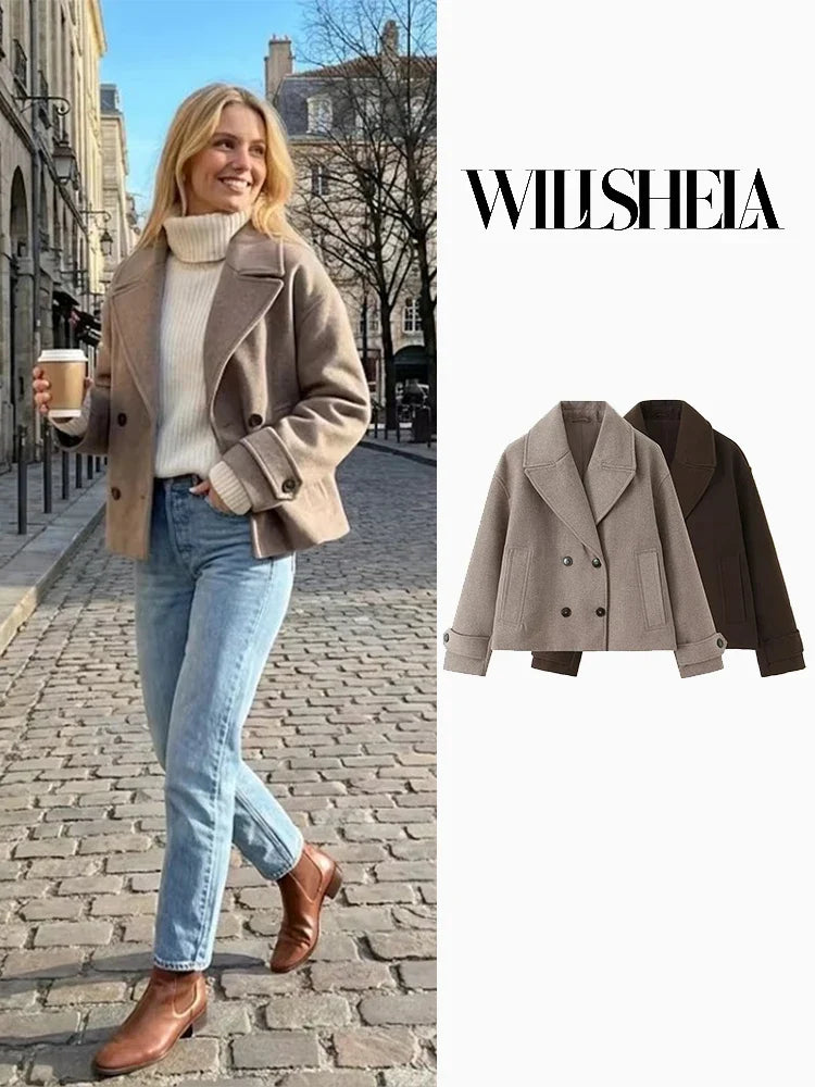 Double-Breasted Cropped Jacket