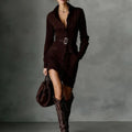 Belted Suede-Look Shirt Dress