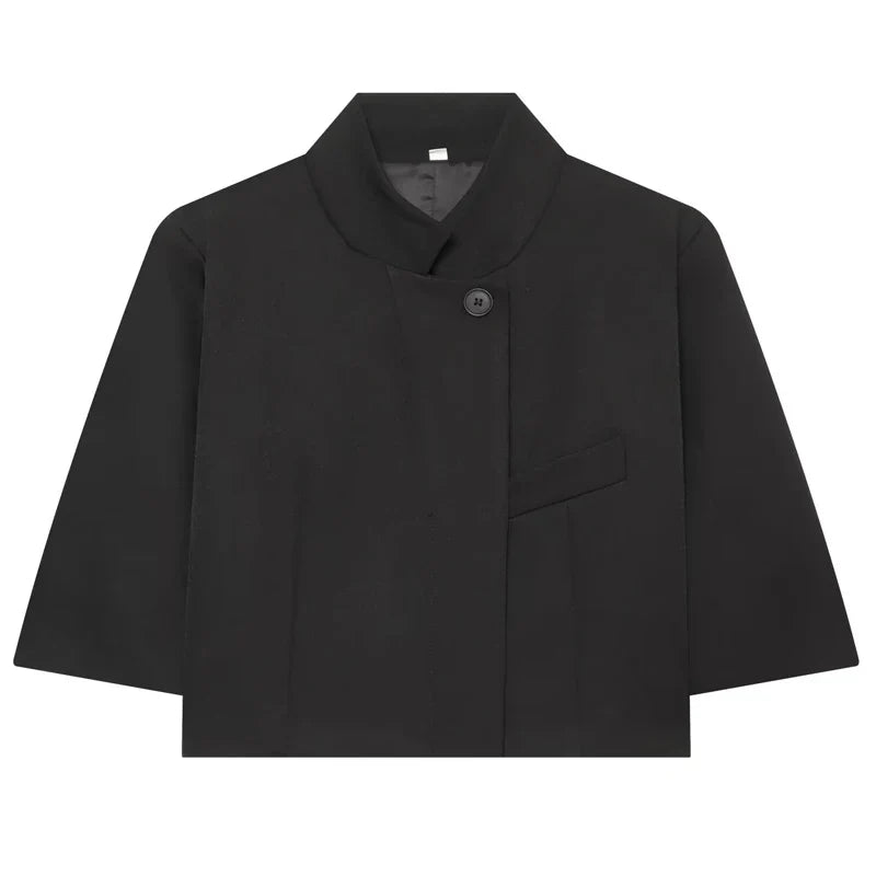 Cropped Stand Collar Jacket