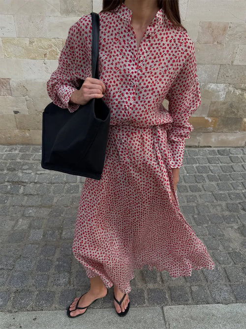 Floral Tie Waist Shirt Dress