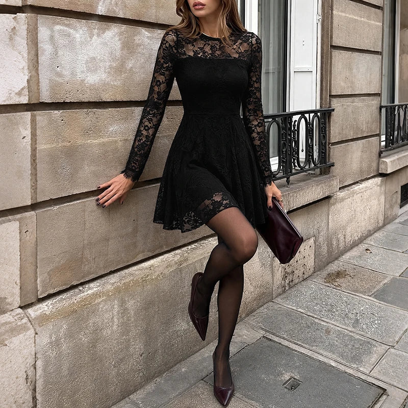 Floral Lace A-Line Mini Dress