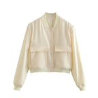 Cropped Ribbed Collar Bomber Jacket