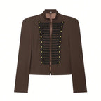 Braided Button Cropped Jacket