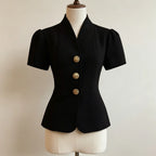 Gold Button Peplum Blazer