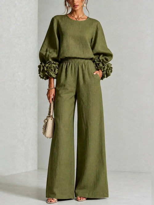 Floral Cuff Trouser Set