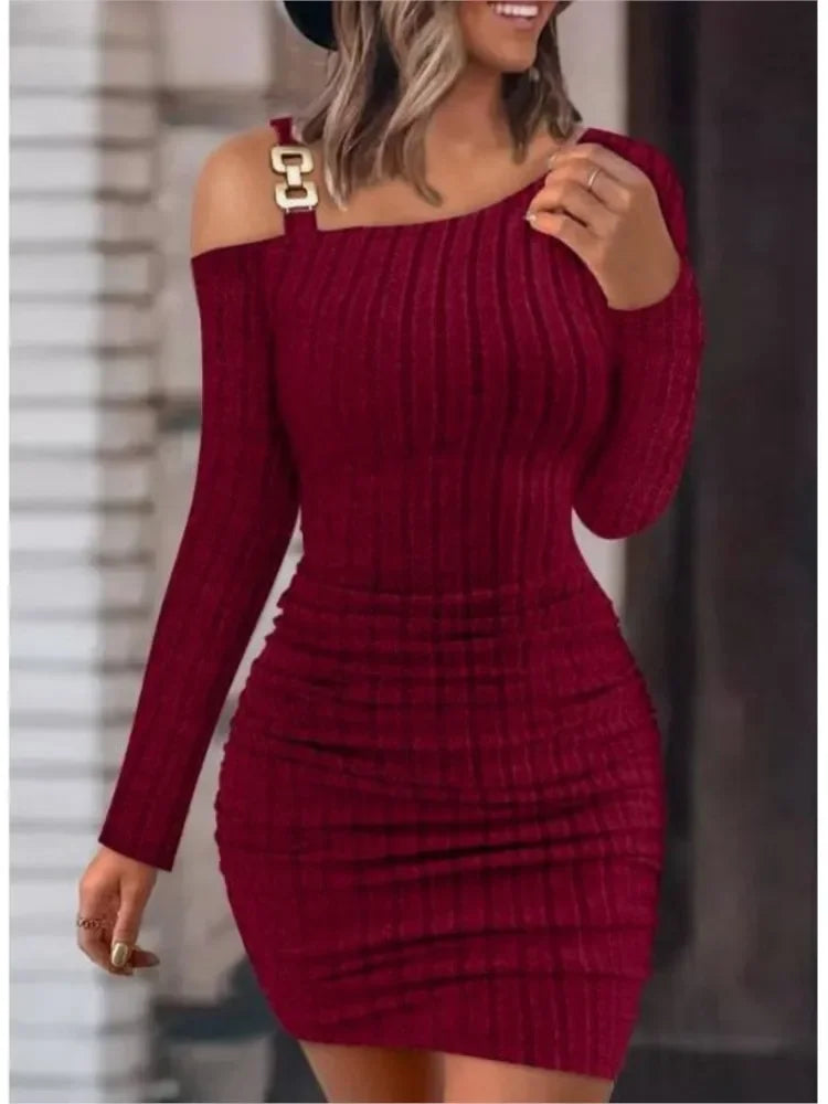 Asymmetric Off Shoulder Mini Dress