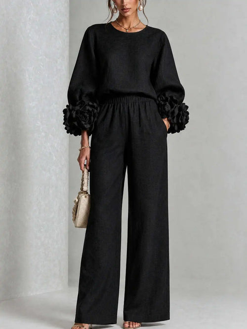 Floral Cuff Trouser Set