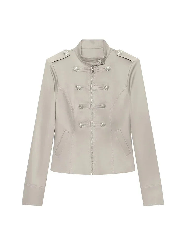 Stand Collar Cropped Jacket