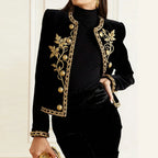 Black Velvet Jacket With Gold Embroidery