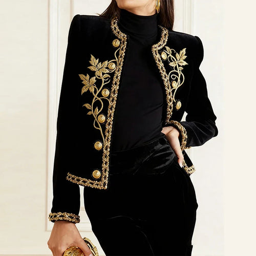 Black Velvet Jacket With Gold Embroidery