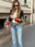 Embroidered Cropped Military Jacket