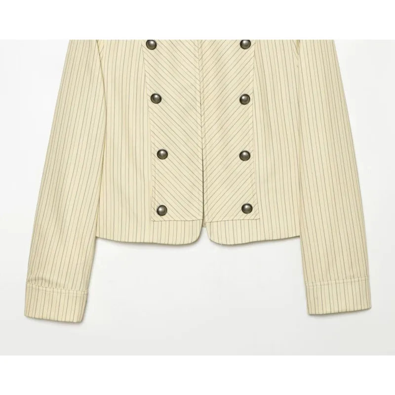 Chevron Stripe Stand Collar Jacket