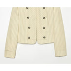 Chevron Stripe Stand Collar Jacket