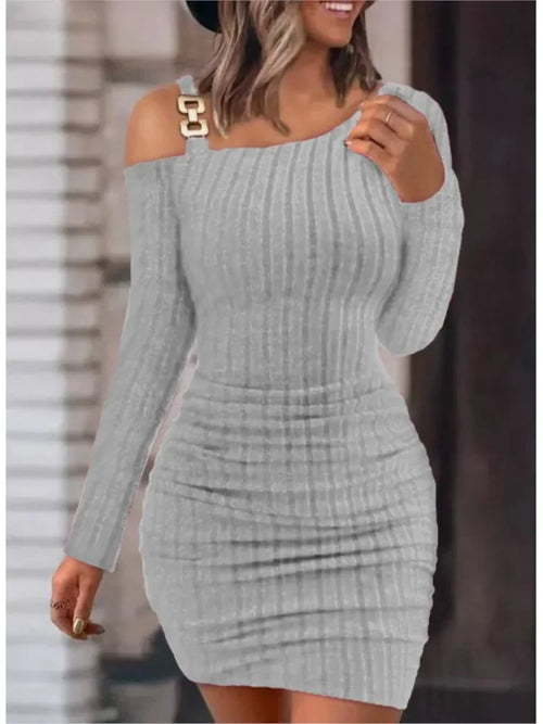 Asymmetric Off Shoulder Mini Dress