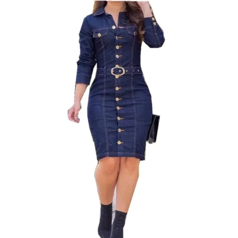Belted Denim Shirt Dress