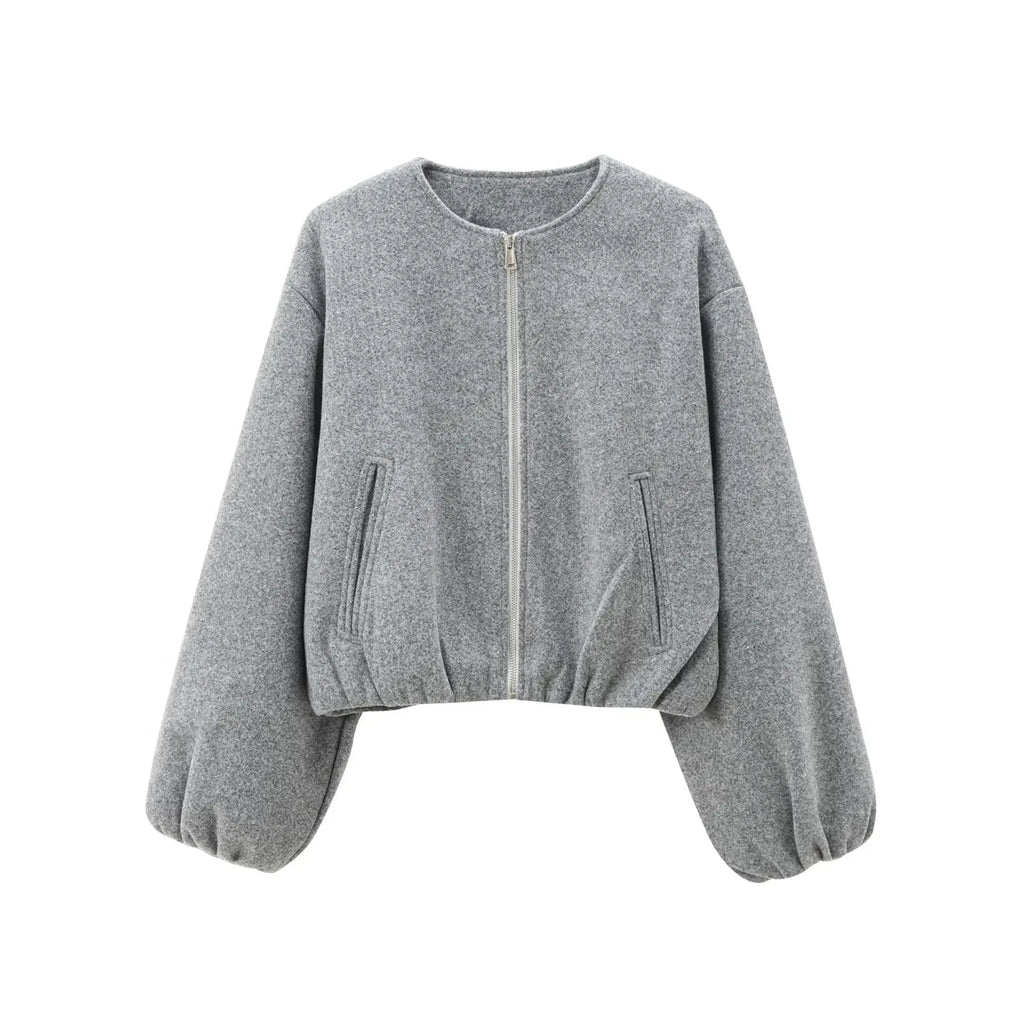 Women's Cropped Fleece Bomber Jacket