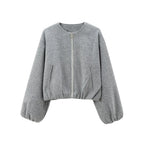 Women's Cropped Fleece Bomber Jacket