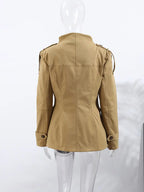 Khaki Stand Collar Utility Jacket