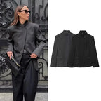 Stand Collar Relaxed Fit Blazer