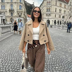 Cropped Double-Breasted Trench Jacket