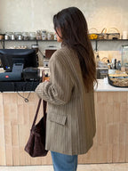 Plaid Stand Collar Blazer