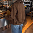 Retro Suede-Look Bomber Jacket