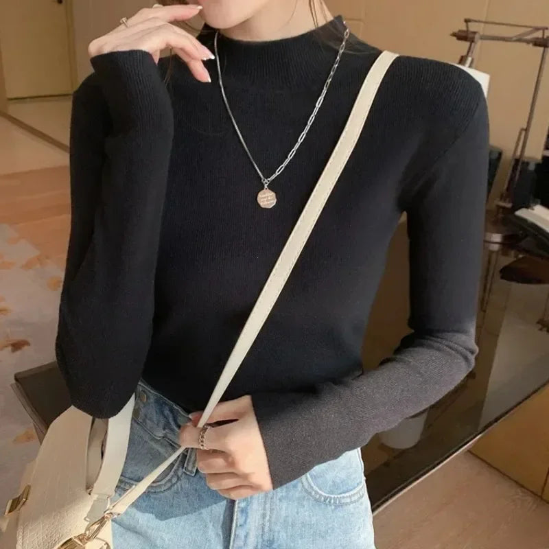 Ribbed Mock Neck Pullover