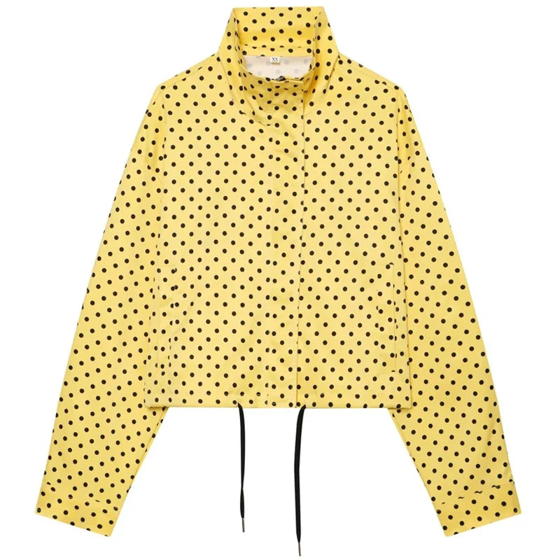 Polka Dot Cropped Zip Jacket