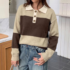 Colorblock Button Polo Sweater