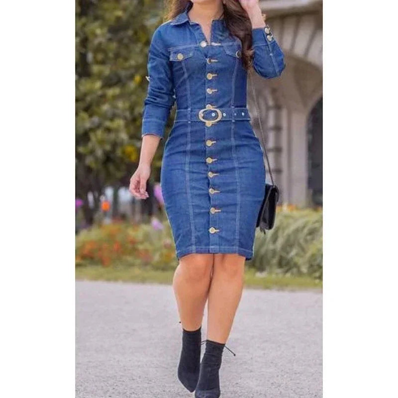 Belted Denim Shirt Dress