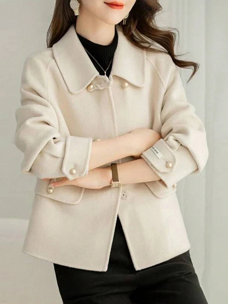 Gold-Button Frog Closure Short Coat