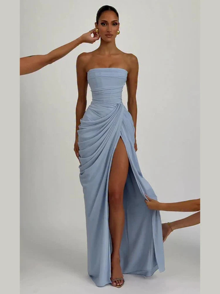 Ruched Evening Maxi Dress