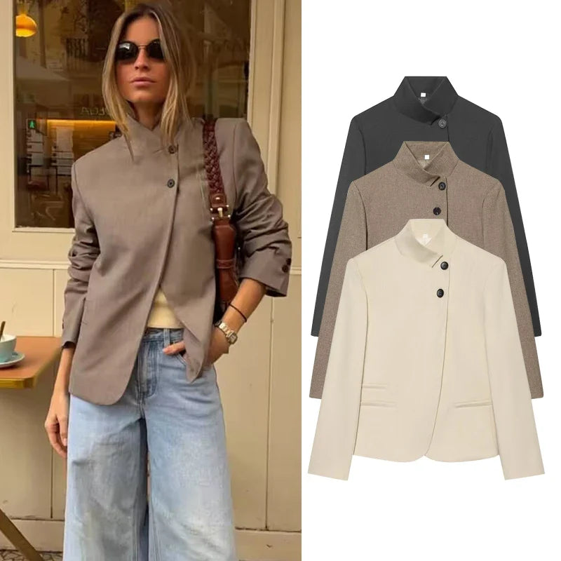 Stand Collar Tailored Blazer