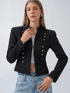 Braided Button Cropped Jacket
