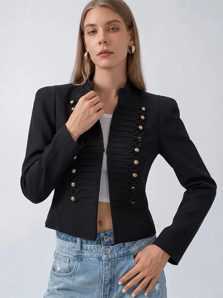 Braided Button Cropped Jacket