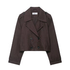 Cropped Double-Breasted Trench Jacket