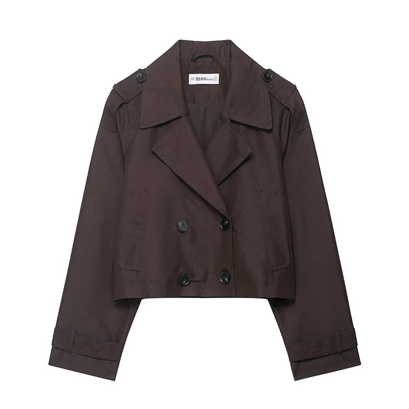 Cropped Double-Breasted Trench Jacket
