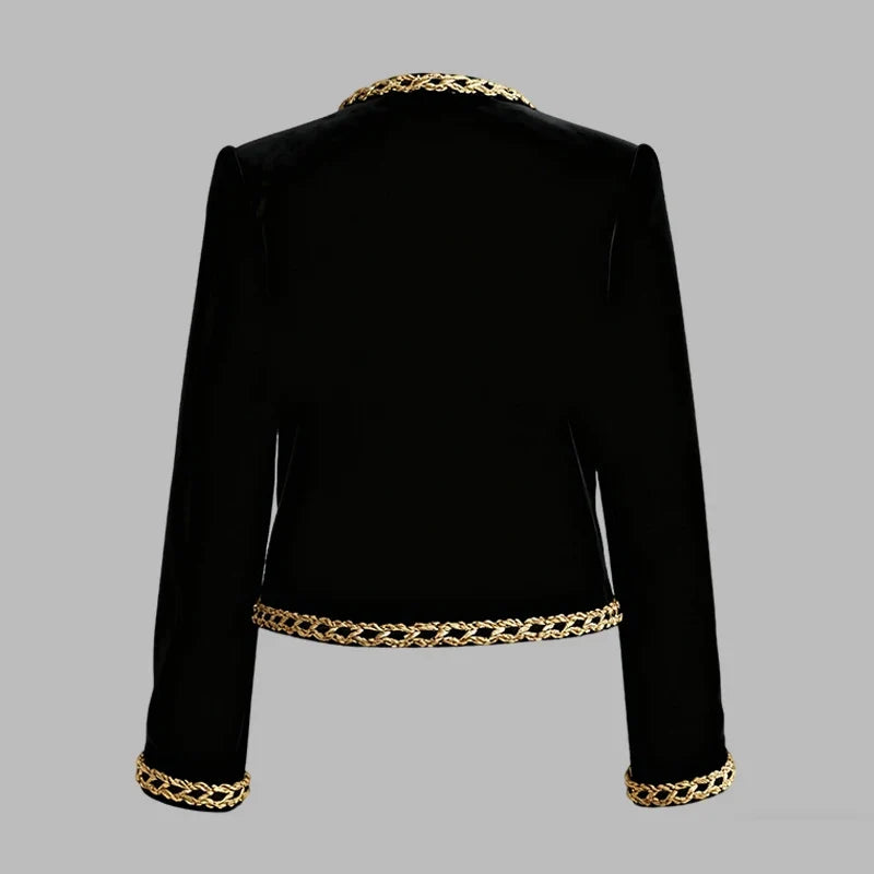 Black Velvet Jacket With Gold Embroidery