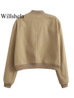Cropped Ribbed Collar Bomber Jacket