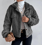 Textured Plush Lapel Jacket