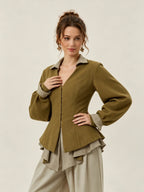 Layered Lace-Up Peplum Blouse