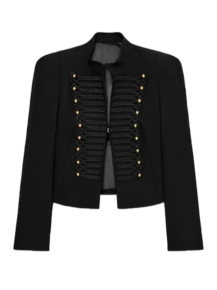 Cropped Military Stand Collar Jacket
