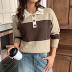 Colorblock Button Polo Sweater