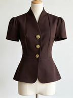 Gold Button Peplum Blazer