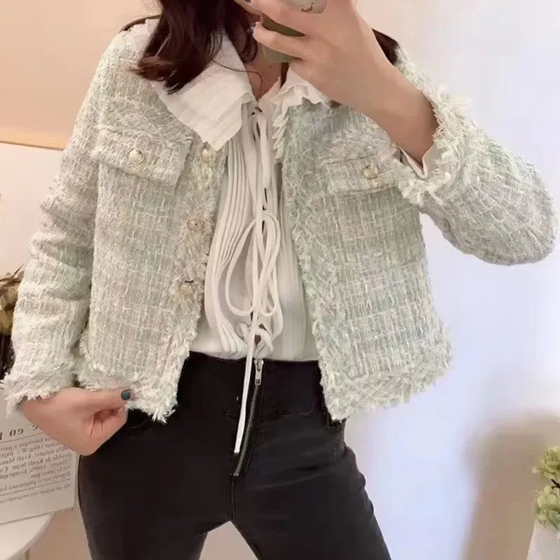 Frayed Trim Tweed Jacket