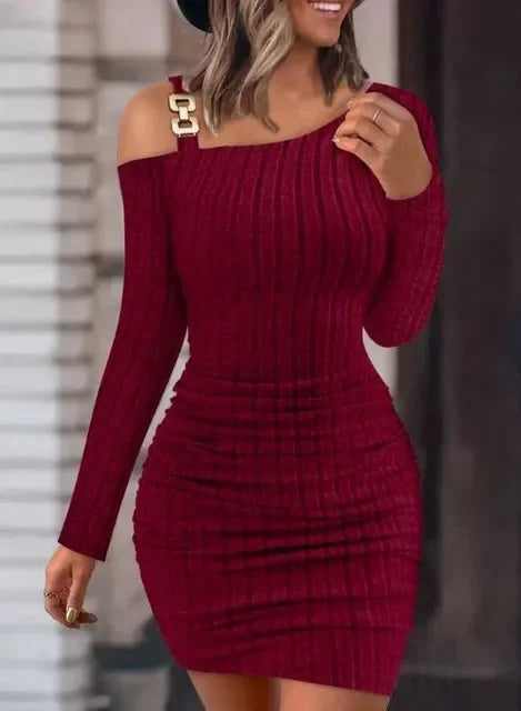 Asymmetric Off Shoulder Mini Dress