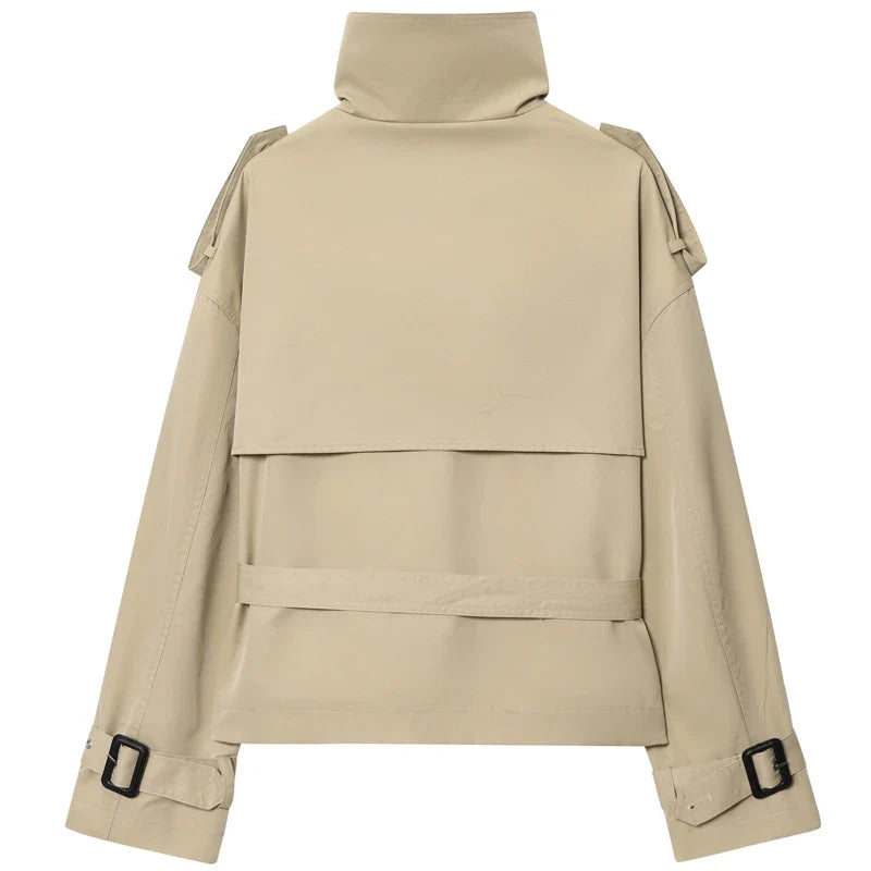 Cropped Belted Trench Jacket
